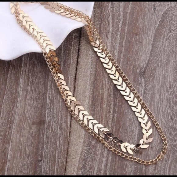 GIFT WITH PURCHASE Chevron & Chain Necklace-Chain Choker - Picture 4 of 4